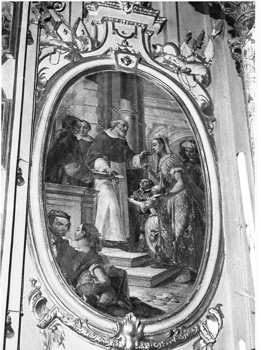 San Domenico consegna i rosari (dipinto, opera isolata) di Orelli Vincenzo Angelo (seconda metà sec. XVIII)