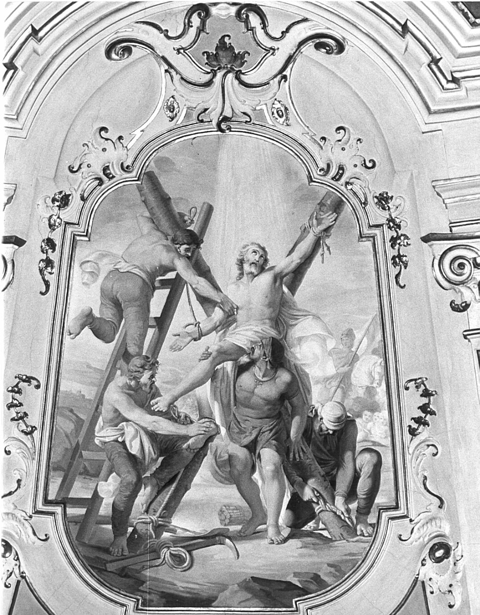 Martirio di Sant'Andrea (dipinto, elemento d'insieme) di Ferrari Federico (seconda metà sec. XVIII)