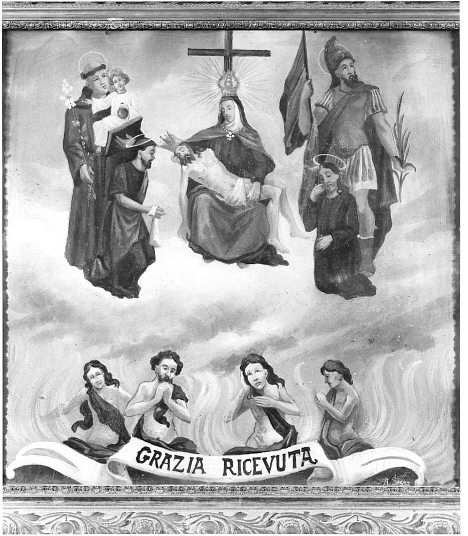 Madonna del Pianto con Santi e anime purganti (ex voto, opera isolata) - ambito bergamasco (metà sec. XX)