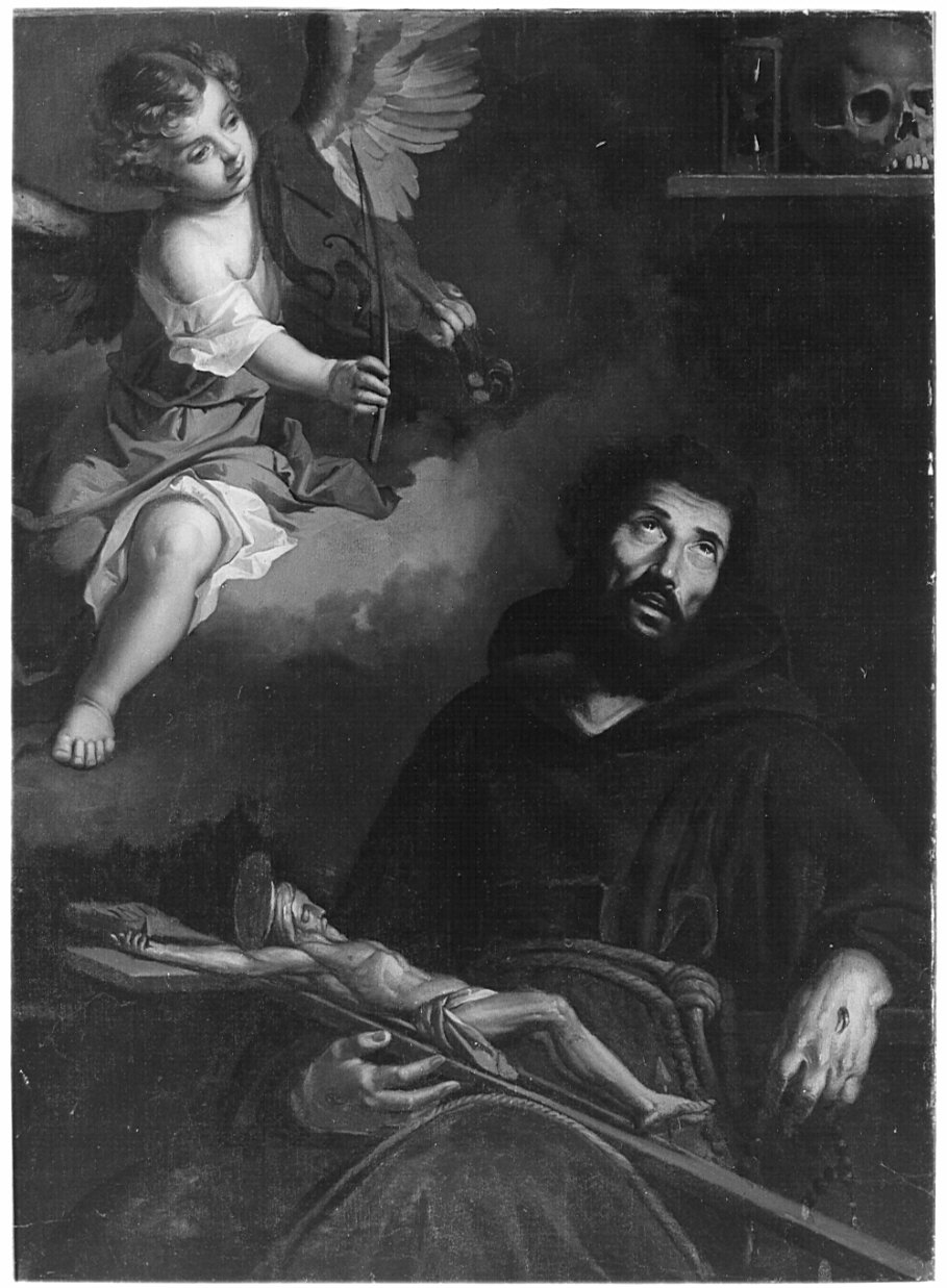 San Francesco d'Assisi morente ha la visione dell'angelo che suona il violino (dipinto, opera isolata) - ambito genovese (fine/inizio secc. XVII/ XVIII)