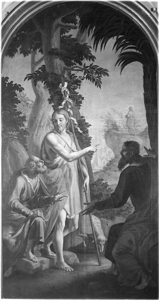 San Giovanni Battista indica Cristo alle turbe (dipinto, opera isolata) di Orelli Vincenzo Angelo (fine/inizio secc. XVIII/ XIX)