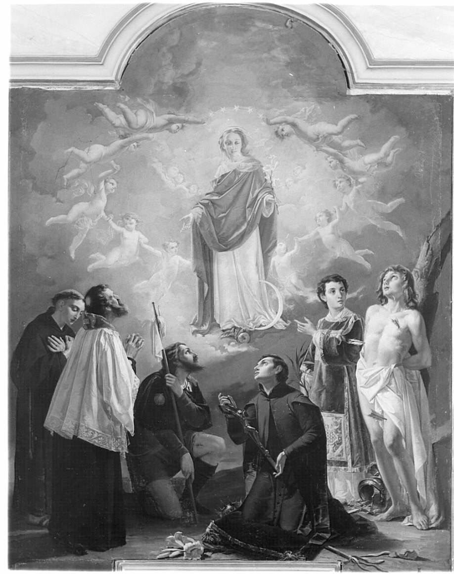Madonna Immacolata e Santi (dipinto, opera isolata) di Carnelli Giuseppe (fine/inizio secc. XIX/ XX)