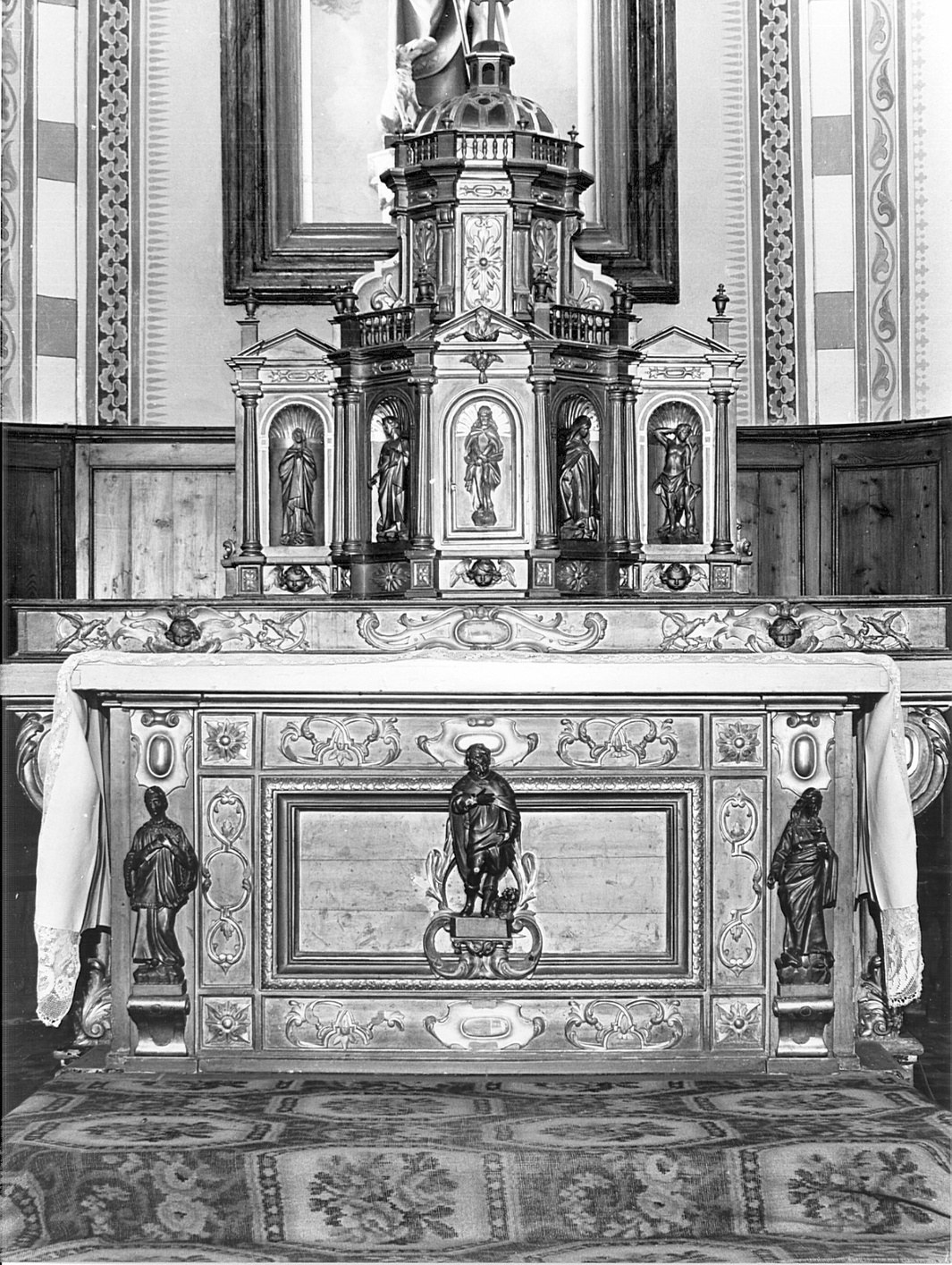 altare maggiore, complesso decorativo - bottega bergamasca (sec. XVII)