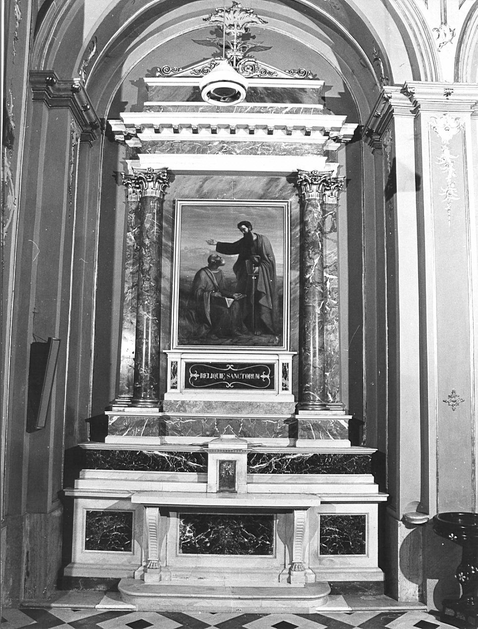 altare, complesso decorativo di Pagnoncelli Pietro Antonio (attribuito), Galletti Andrea (attribuito) (sec. XIX)