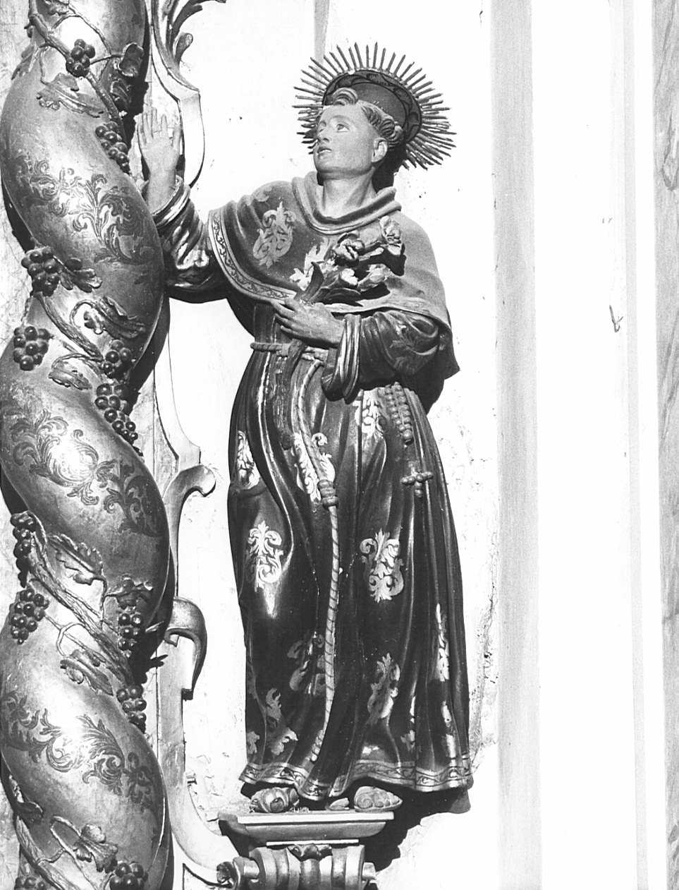 Sant'Antonio da Padova (statua, elemento d'insieme) - bottega bergamasca (secc. XVII/ XVIII)