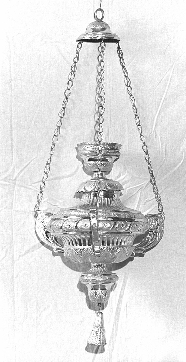 lampada pensile a vaso, serie - bottega bergamasca (inizio sec. XIX)