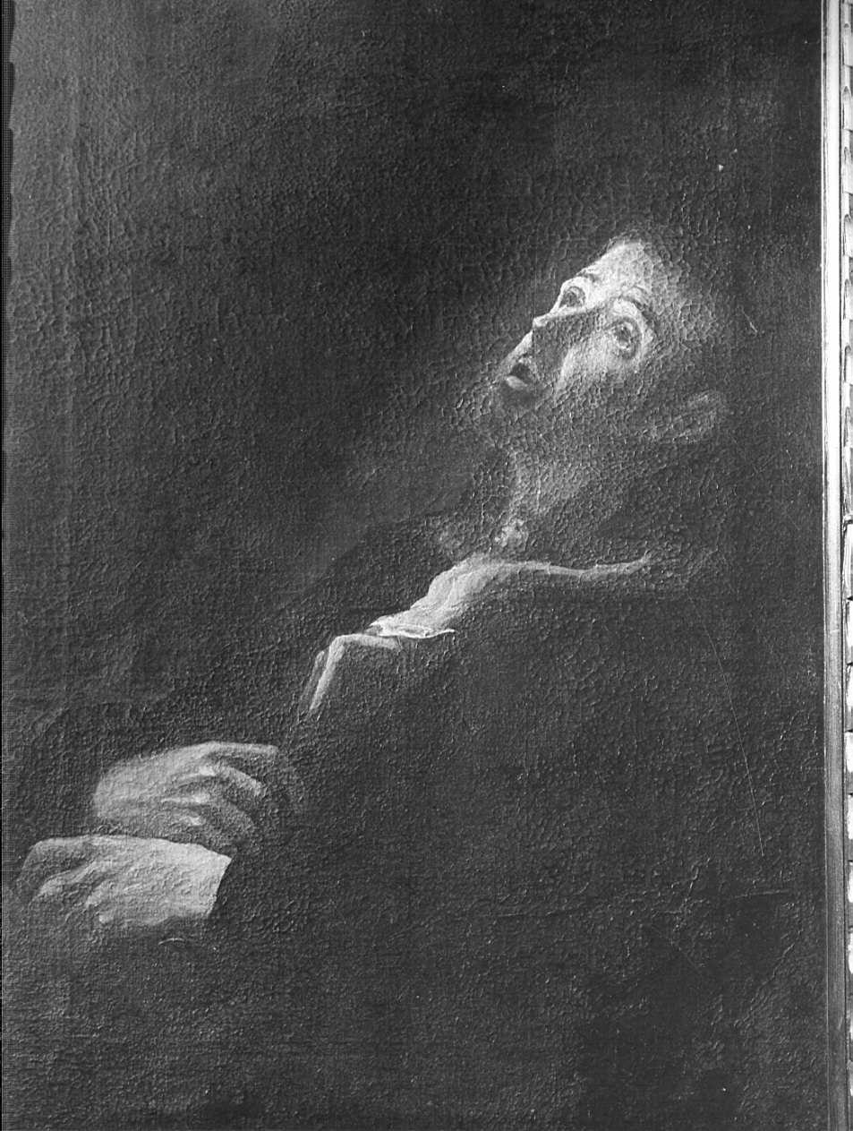 San Francesco d'Assisi abbraccia Cristo crocifisso (dipinto, opera isolata) - ambito lombardo (fine/inizio secc. XVII/ XVIII)