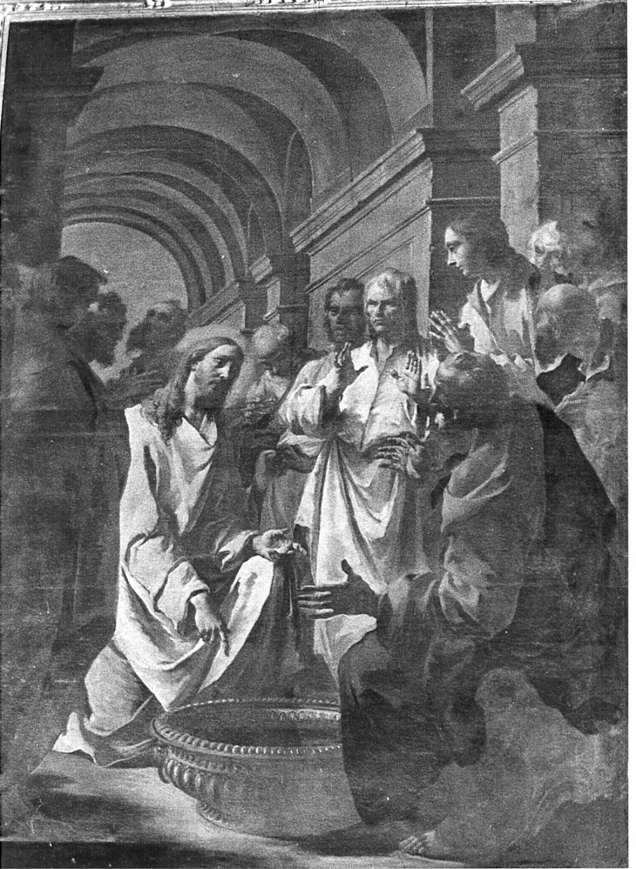Cristo lava i piedi di San Pietro (dipinto, opera isolata) di Cappella Francesco detto Dagiù (attribuito) (sec. XVIII)