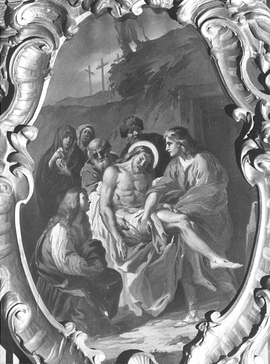stazione XIV: Gesù deposto nel sepolcro (dipinto, elemento d'insieme) - ambito bergamasco (prima metà sec. XIX)