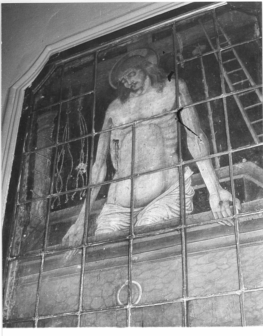 Cristo in pietà e simboli della passione (dipinto, opera isolata) - ambito bergamasco (primo quarto sec. XVI)