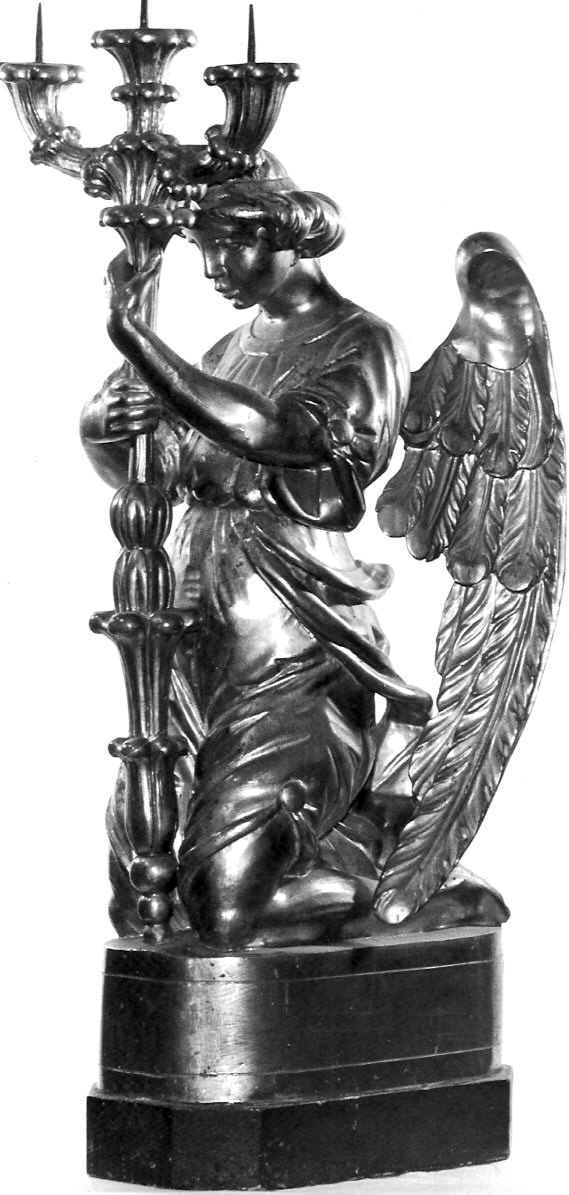 candelabro - a statuetta, coppia - bottega lombarda (seconda metà, fine/inizio sec. XIX, secc. XIX/ XX)