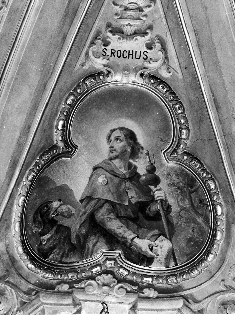 San Rocco (dipinto, elemento d'insieme) di Morgari Luigi (attribuito), Secchi Aristide (attribuito) (sec. XX)