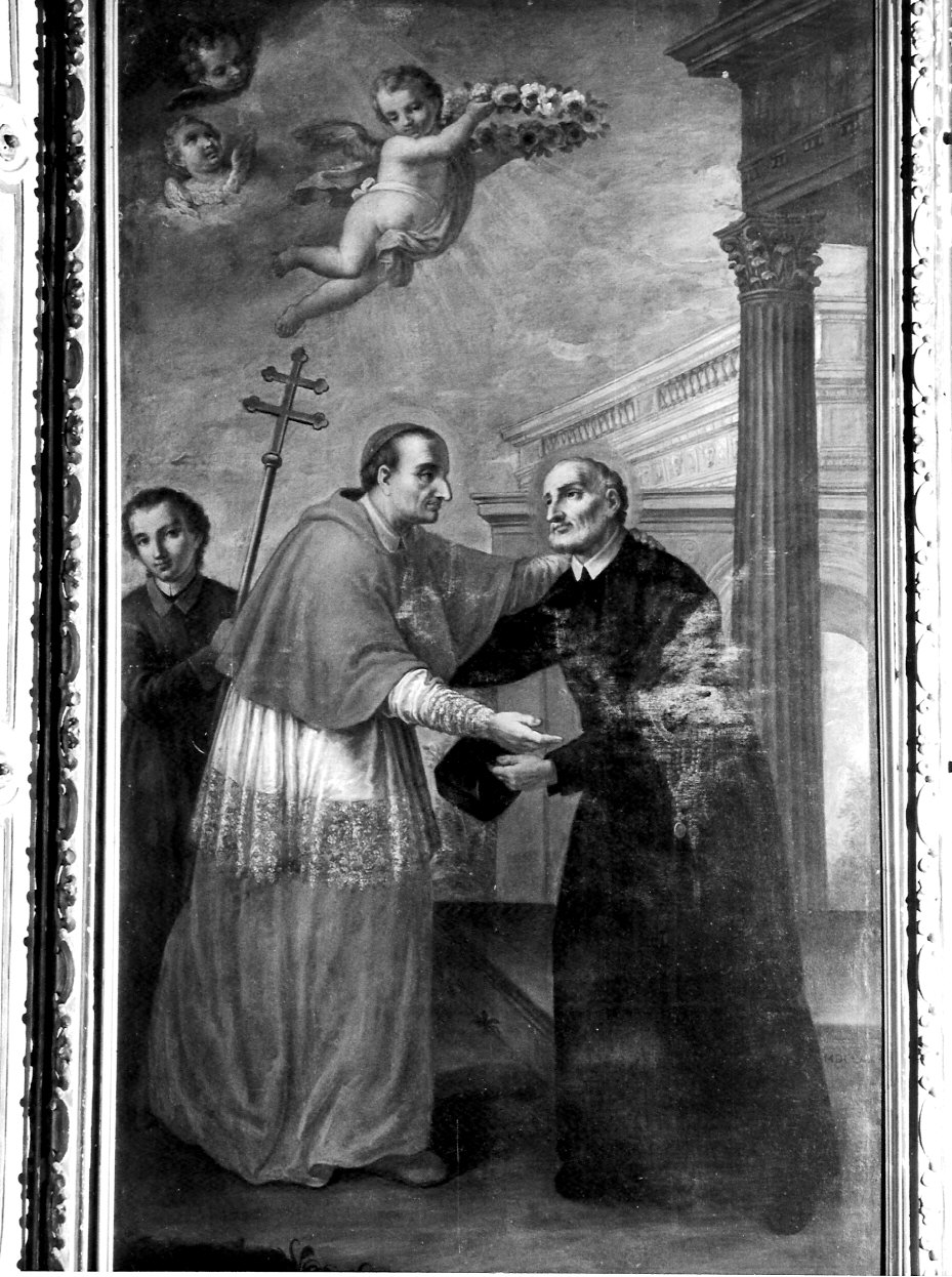 San Filippo Neri incontra San Carlo Borromeo (dipinto, opera isolata) - ambito lombardo (ultimo quarto sec. XVIII)