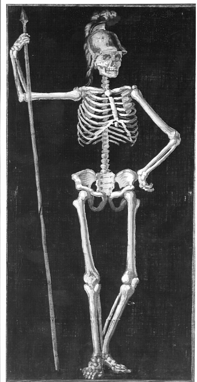 scheletro (dipinto, opera isolata) - bottega bergamasca (prima metà sec. XVIII)