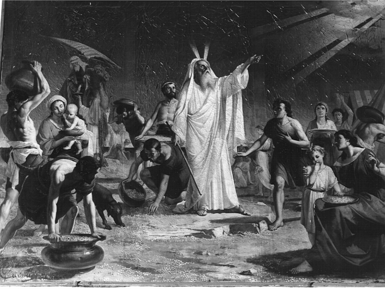 Mosè e la raccolta della manna (dipinto, opera isolata) di Carnelli Giuseppe (sec. XIX)