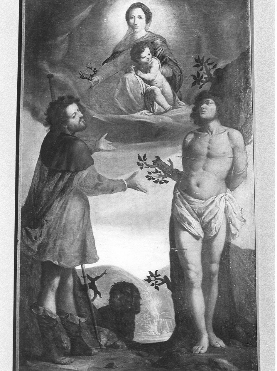 Madonna con Bambino, San Rocco e San Sebastiano (dipinto, opera isolata) - ambito veneto (sec. XVII)