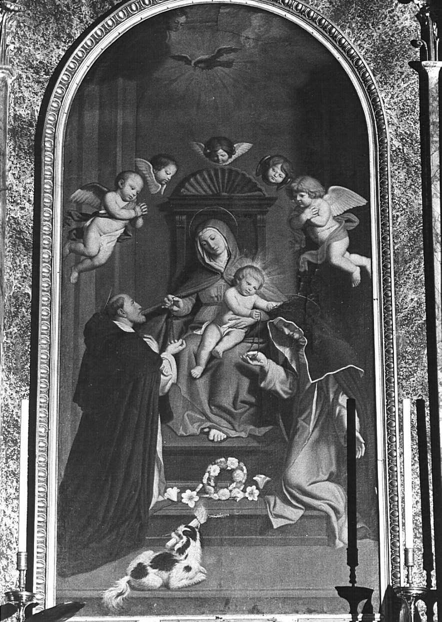 Madonna del Rosario con San Domenico e Santa Caterina da Siena (pala d'altare, opera isolata) - ambito lombardo (sec. XIX)