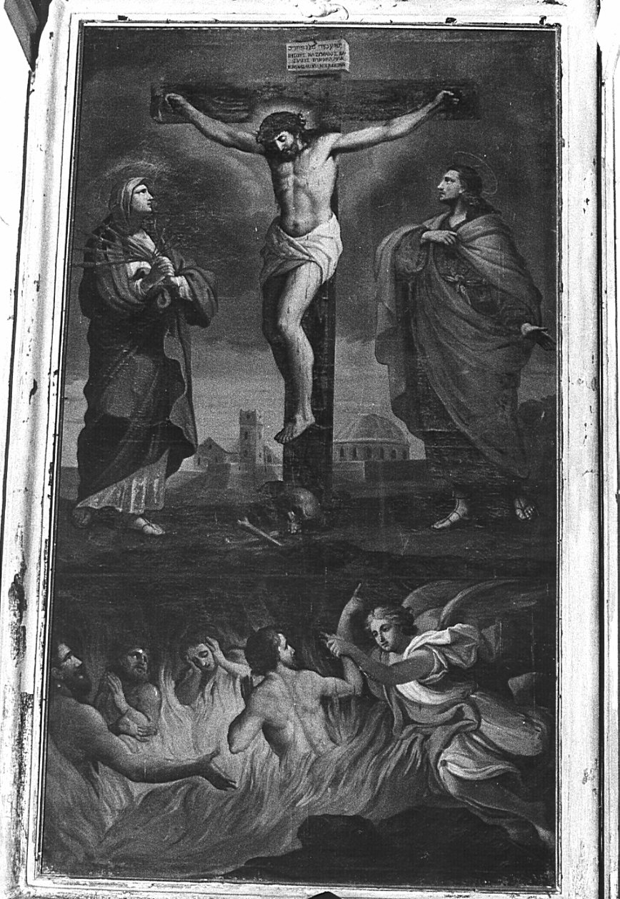 Cristo crocifisso e anime del purgatorio (dipinto, opera isolata) - ambito lombardo (sec. XVIII)