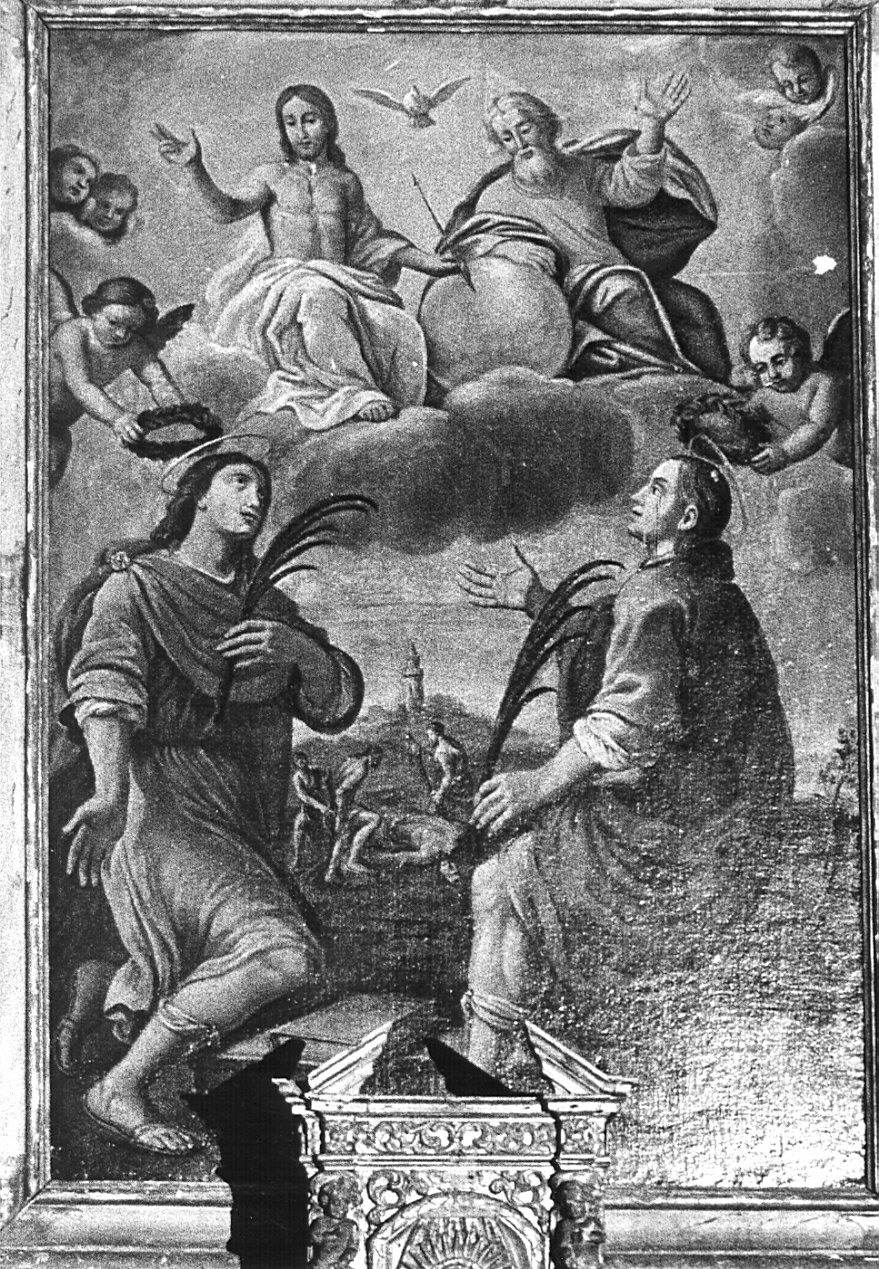 Trinità e santi (dipinto, opera isolata) - ambito bergamasco (sec. XVII)