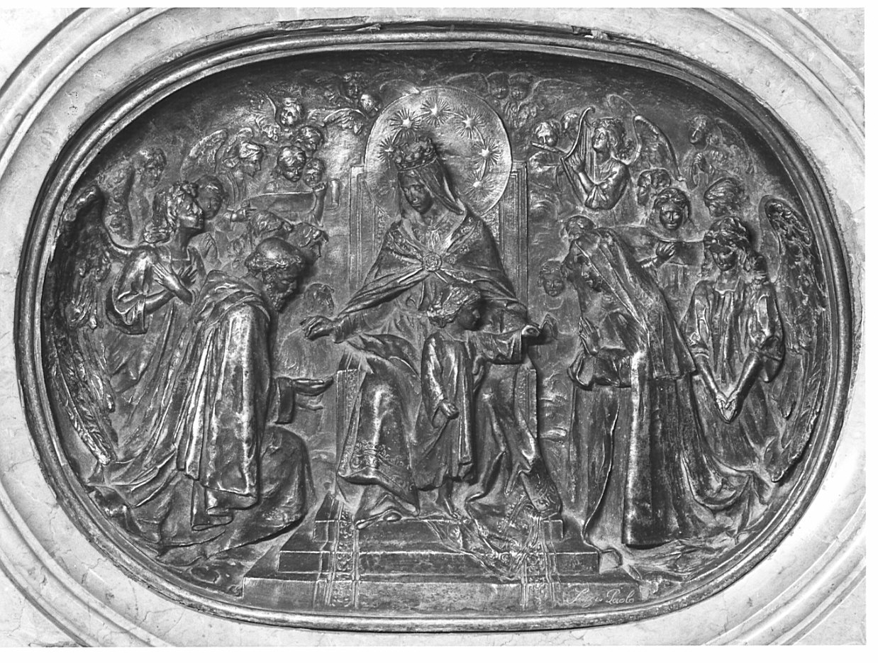 Madonna con Bambino e Santi (rilievo, elemento d'insieme) di Sozzi Paolo (fine sec. XIX)