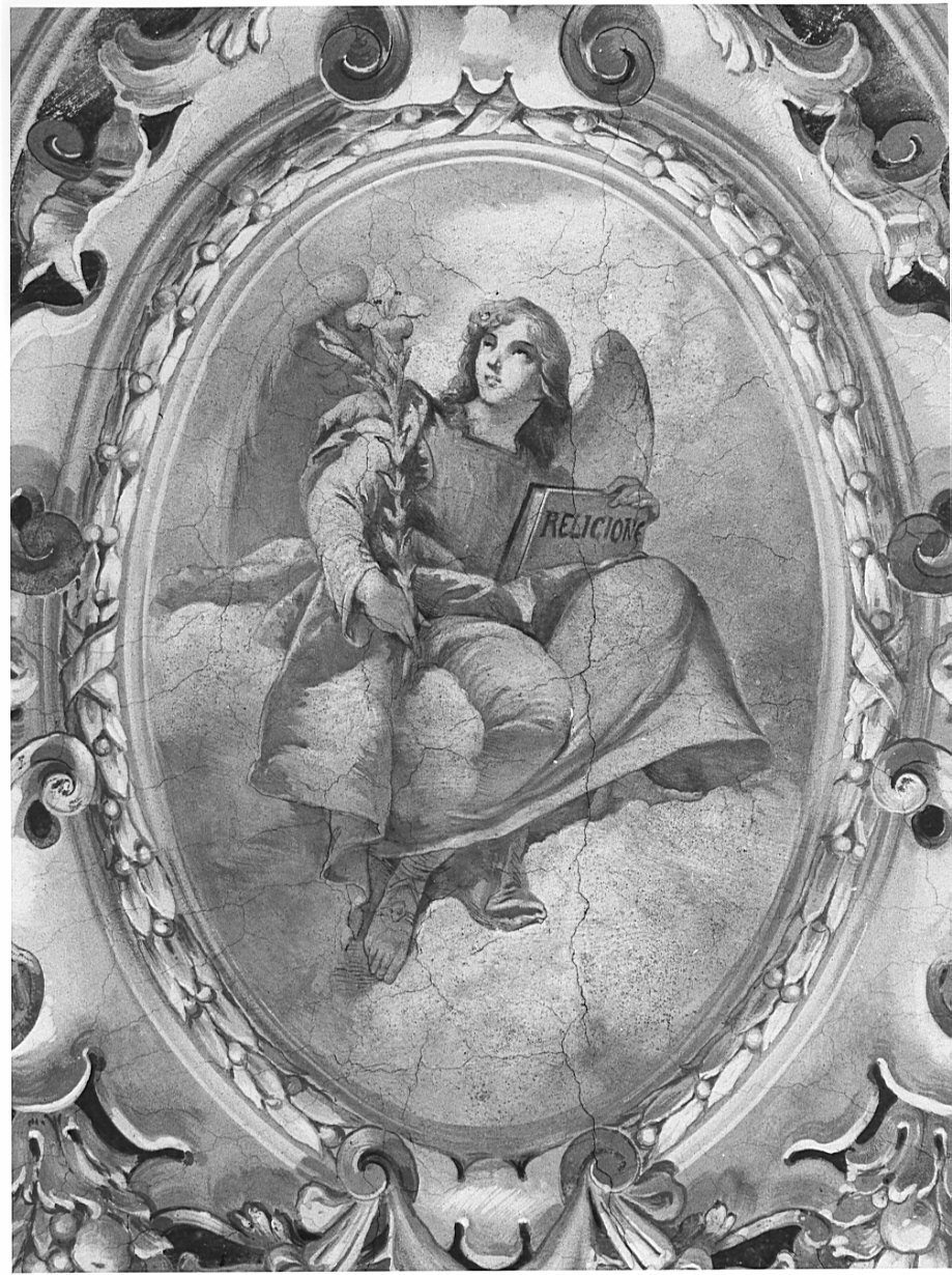 angelo con giglio (dipinto, pendant) - ambito bergamasco (fine sec. XIX)