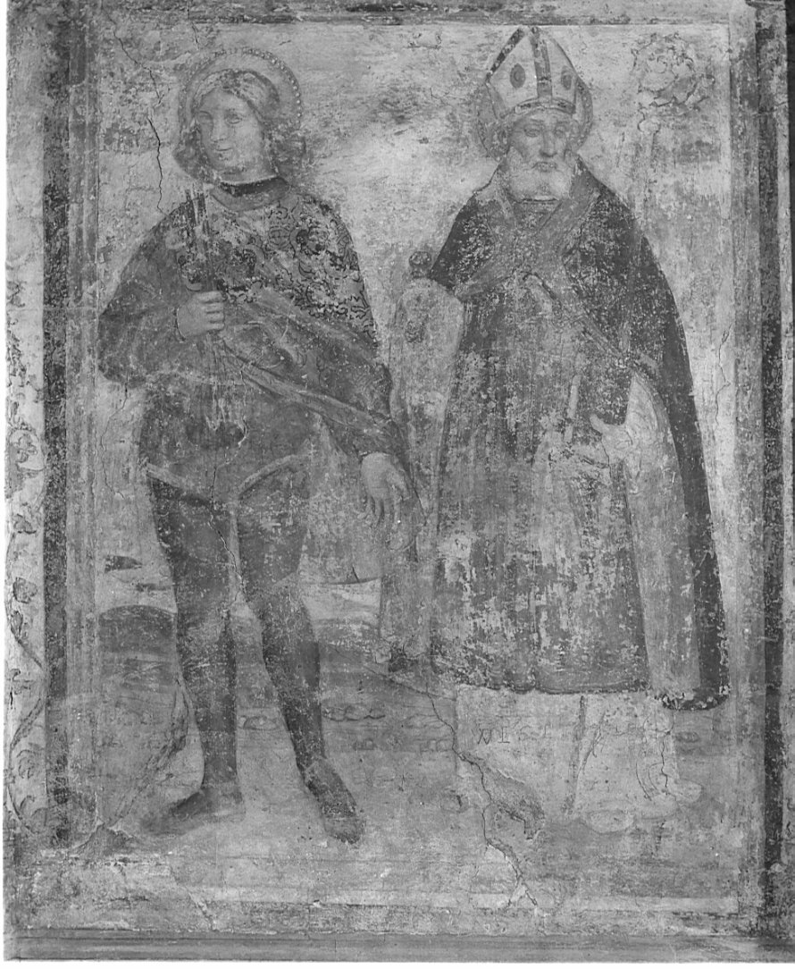 Sant'Ambrogio e San Sebastiano (dipinto, elemento d'insieme) di Boselli Antonio (secc. XV/ XVI)