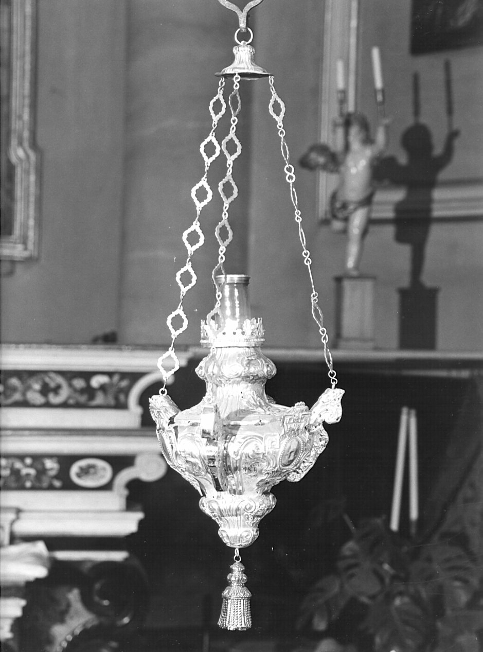 lampada pensile, coppia - bottega bergamasca (metà sec. XVIII)