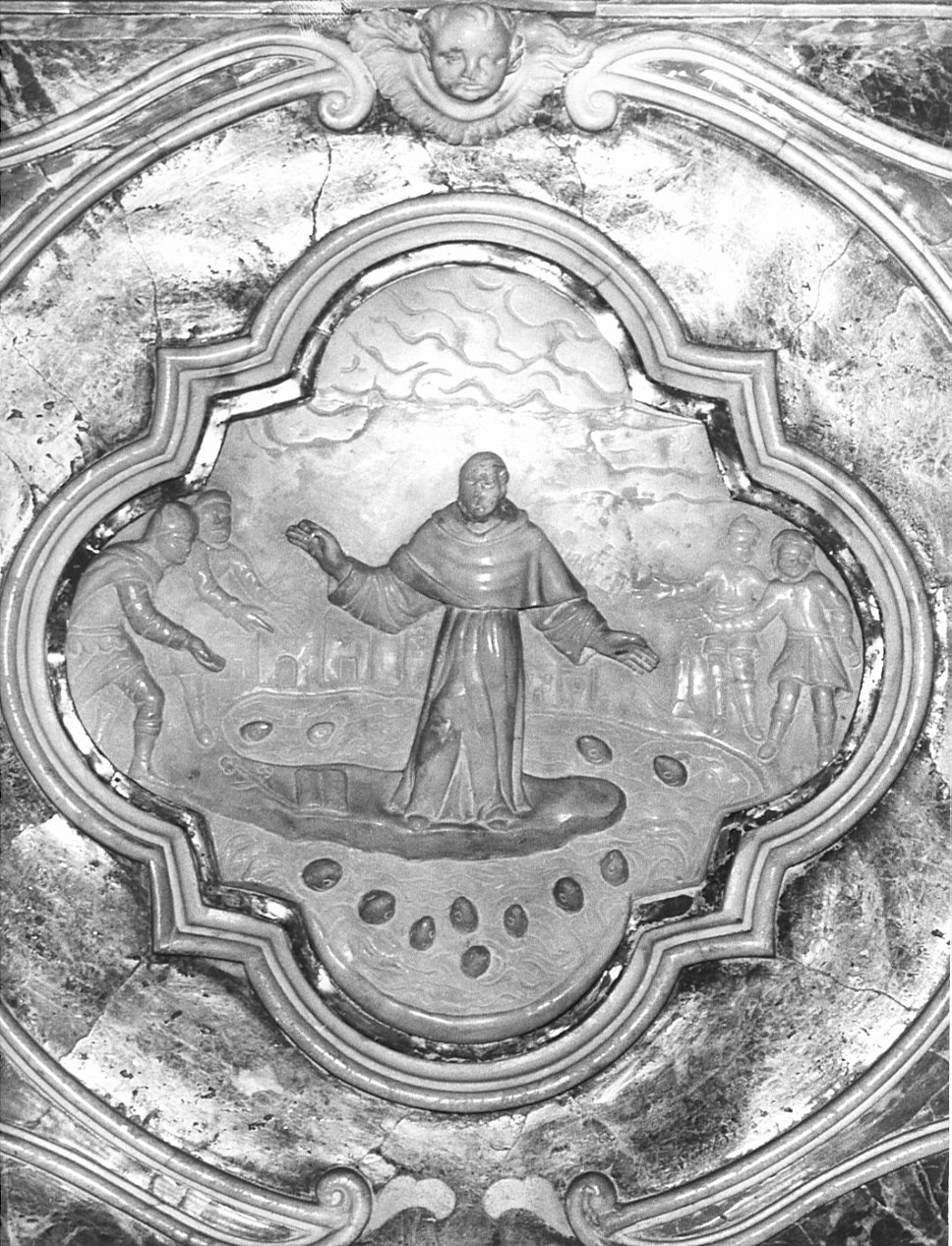 Sant'Antonio da Padova predica ai pesci (rilievo, opera isolata) - bottega bergamasca (sec. XVIII)