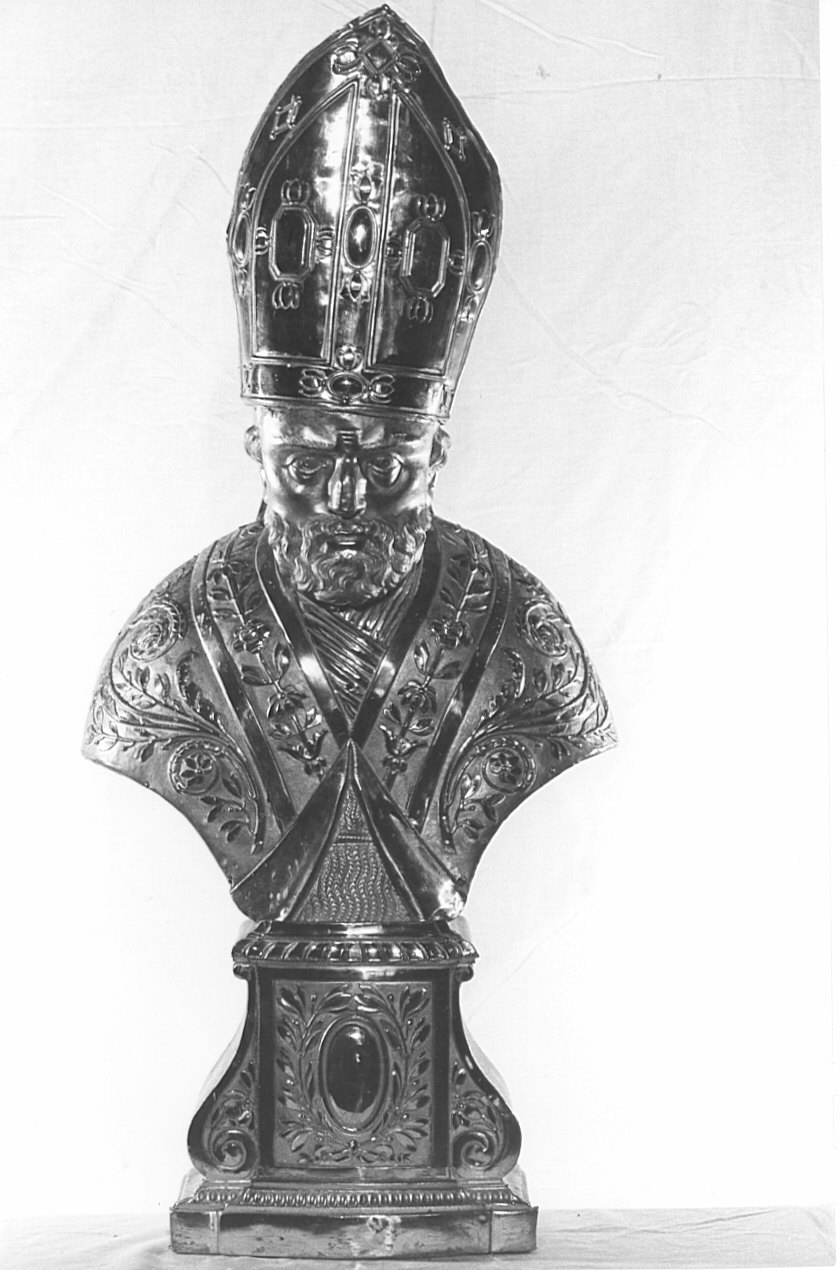 Santo vescovo (reliquiario - a busto, opera isolata) - bottega lombarda (metà sec. XIX)