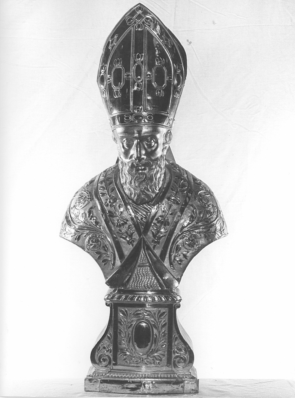 Santo vescovo (reliquiario - a busto, opera isolata) - bottega lombarda (metà sec. XIX)