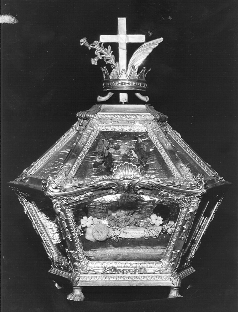 reliquiario a teca - a urna, serie - bottega bergamasca (fine/inizio secc. XVIII/ XIX)