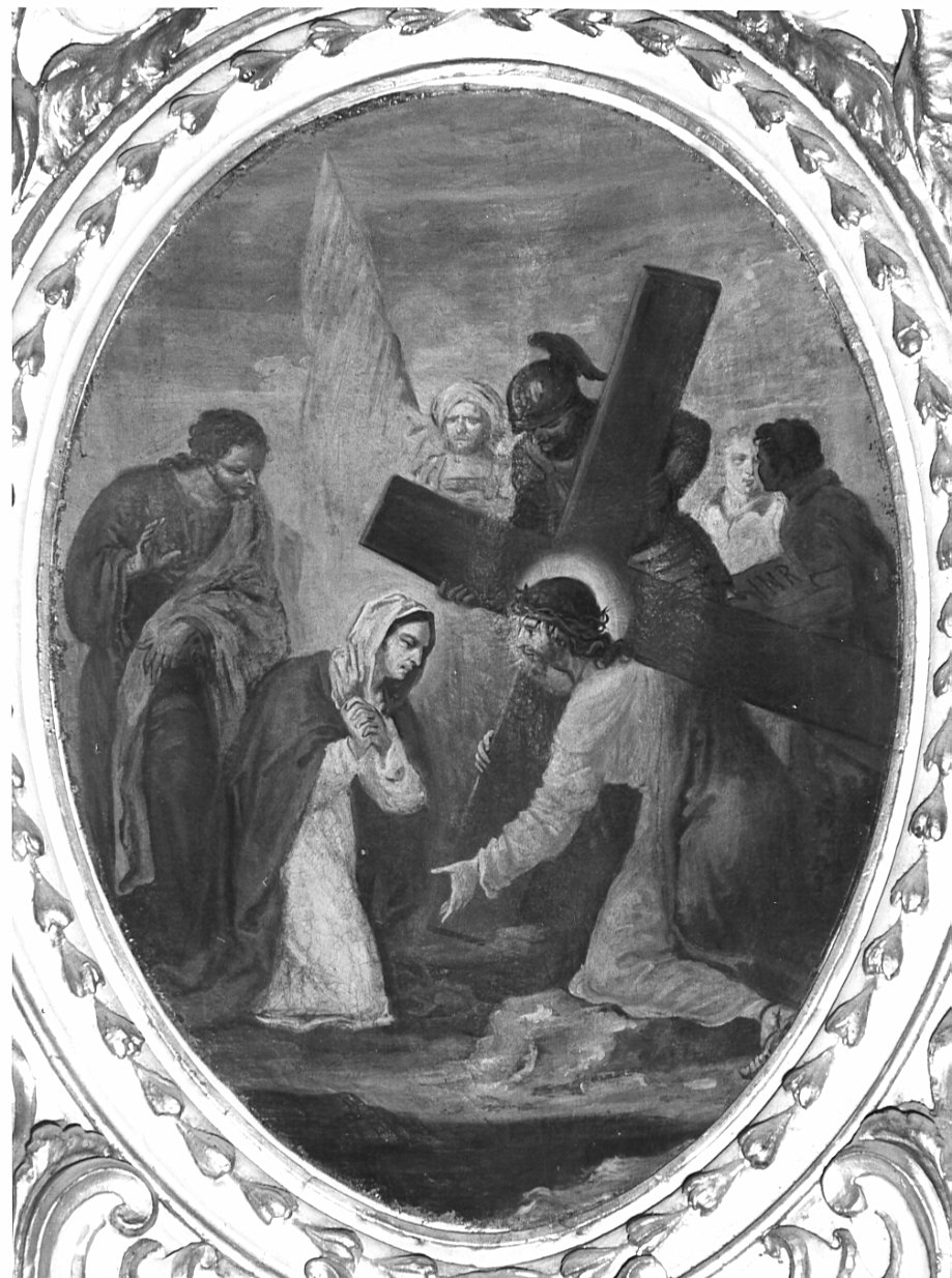 stazione IV: Gesù incontra la Madonna (Via Crucis, opera isolata) di Zeni Domenico (fine/inizio secc. XVIII/ XIX)