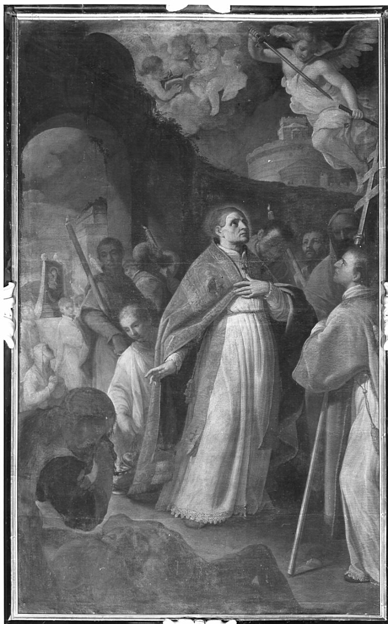 San Gregorio Magno invoca la liberazione della peste (pala d'altare, opera isolata) di Carretti Domenico (sec. XVII)