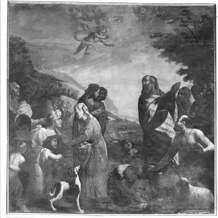 Eliseo moltiplica i pani d'orzo (dipinto, opera isolata) di Barbieri Francesco detto Sfrisato (sec. XVII)