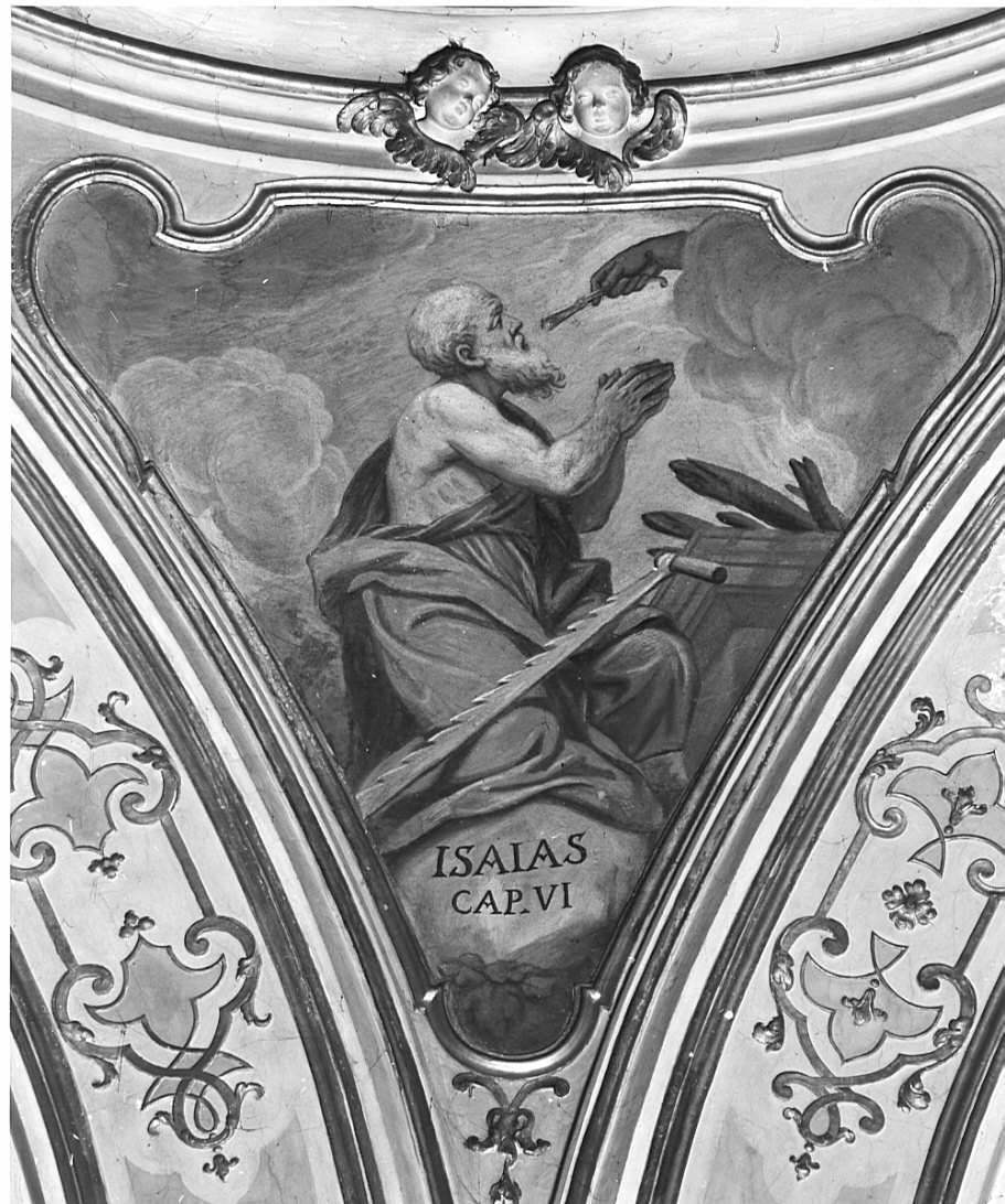 angelo purifica le labbra di Isaia toccandole con un carbone ardente (dipinto, elemento d'insieme) di Quaglio Giulio (sec. XVIII)