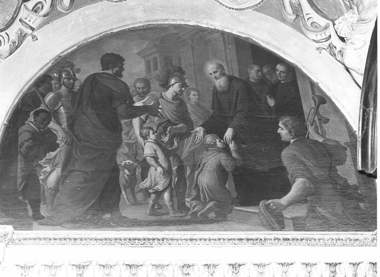 San Benedetto accoglie San Mauro e San Placido fanciulli (dipinto, opera isolata) di Carretti Domenico (sec. XVIII)