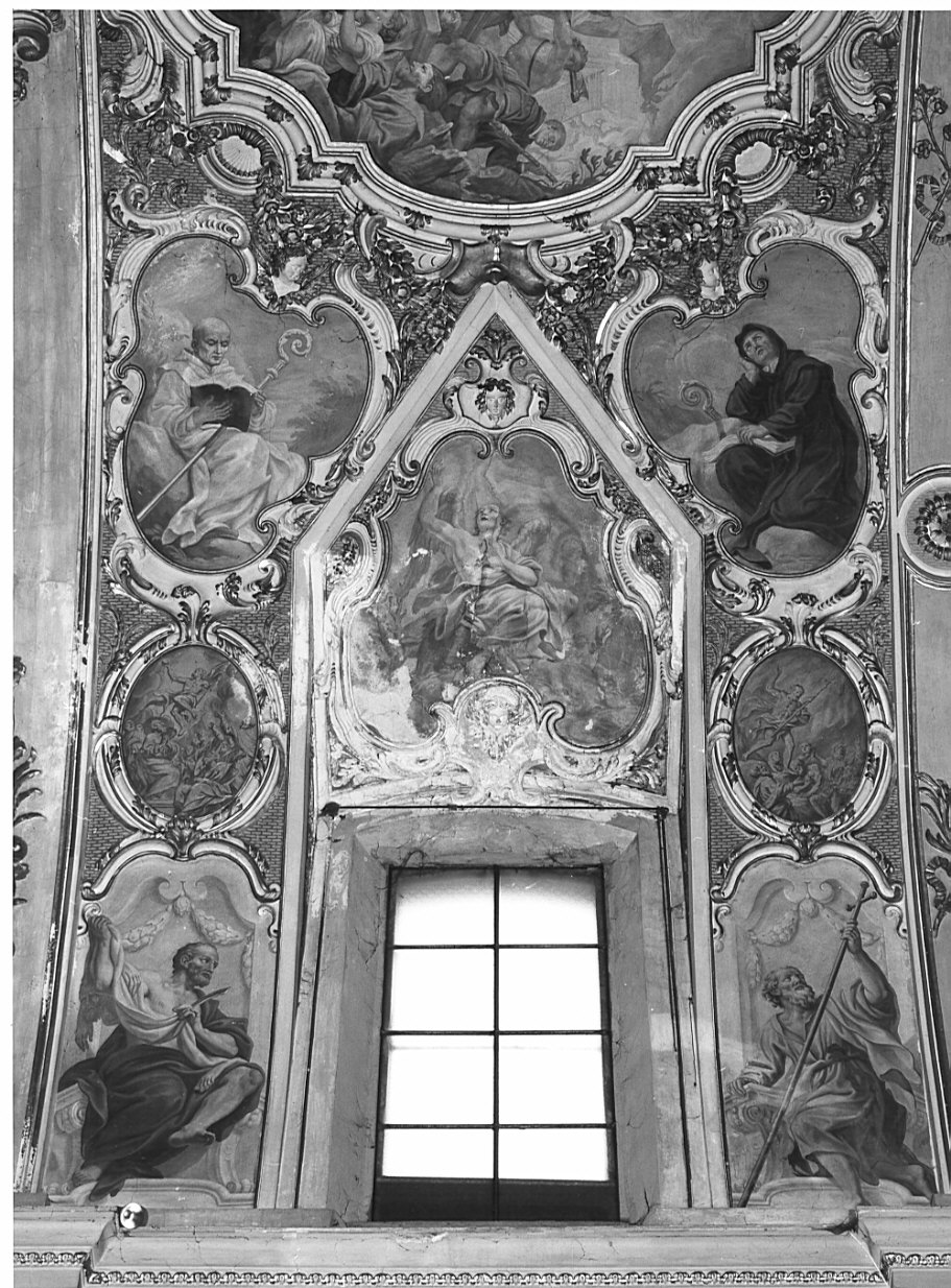 Figura allegorica e santi (dipinto, elemento d'insieme) di Quaglio Giulio (sec. XVIII)