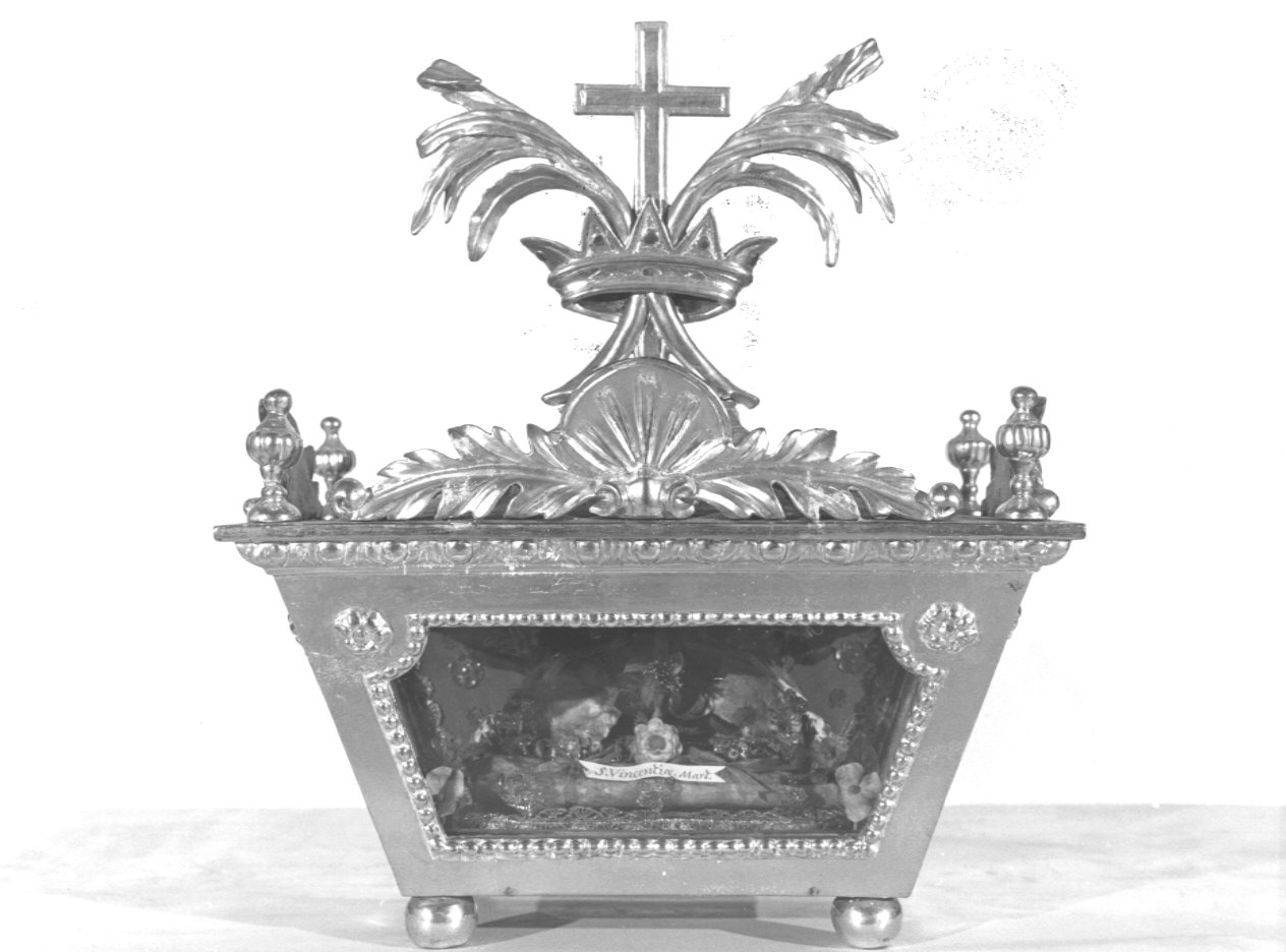 reliquiario a teca - a urna, coppia - bottega bergamasca (sec. XX)