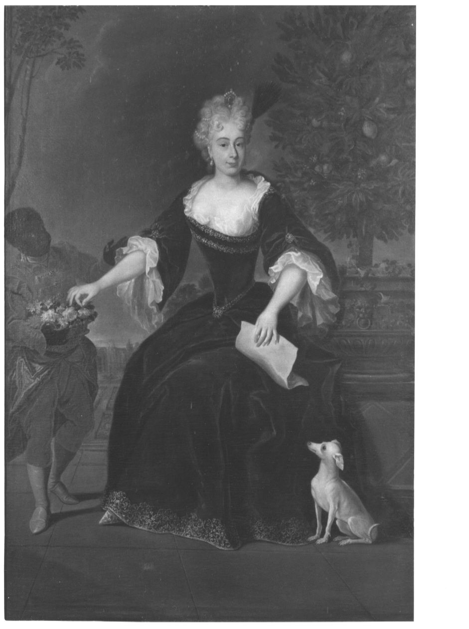 ritratto di principessa Spinola Colonna con cane, ritratto di principessa Spinola Colonna con cane (dipinto, opera isolata) - ambito Italia settentrionale (metà sec. XVIII)