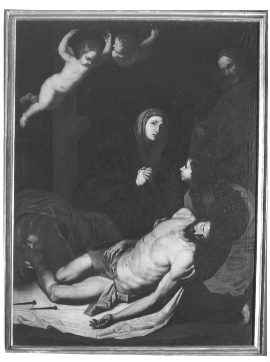 Compianto su Cristo morto, Compianto sul Cristo morto (dipinto, opera isolata) di De Ribera Jusepe detto Spagnoletto (maniera) (sec. XVII)