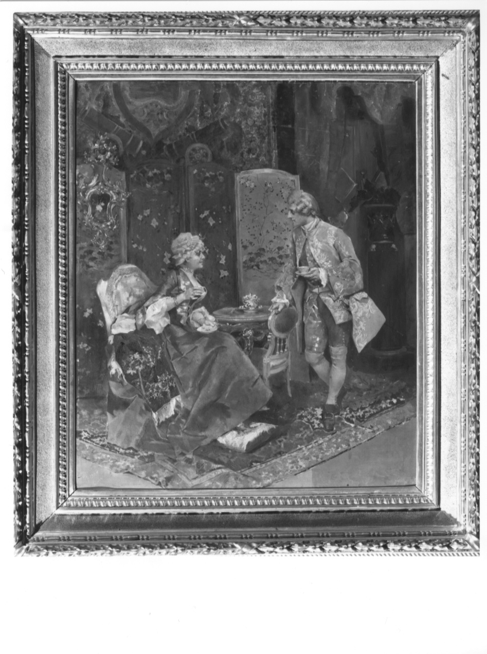 L'ora del tè in salotto, L'ora del tè in salotto (dipinto, opera isolata) di Monogrammista HF (sec. XIX)