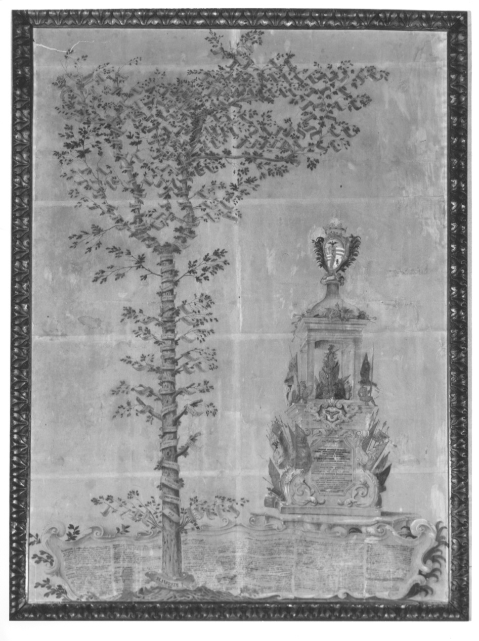 albero genealogico di Francesco I Pio di Savoia, capitano generale di Madrid e di Catalogna, albero genealogico di Francesco I Pio di Savoia (dipinto, opera isolata) - ambito italiano (sec. XVIII)