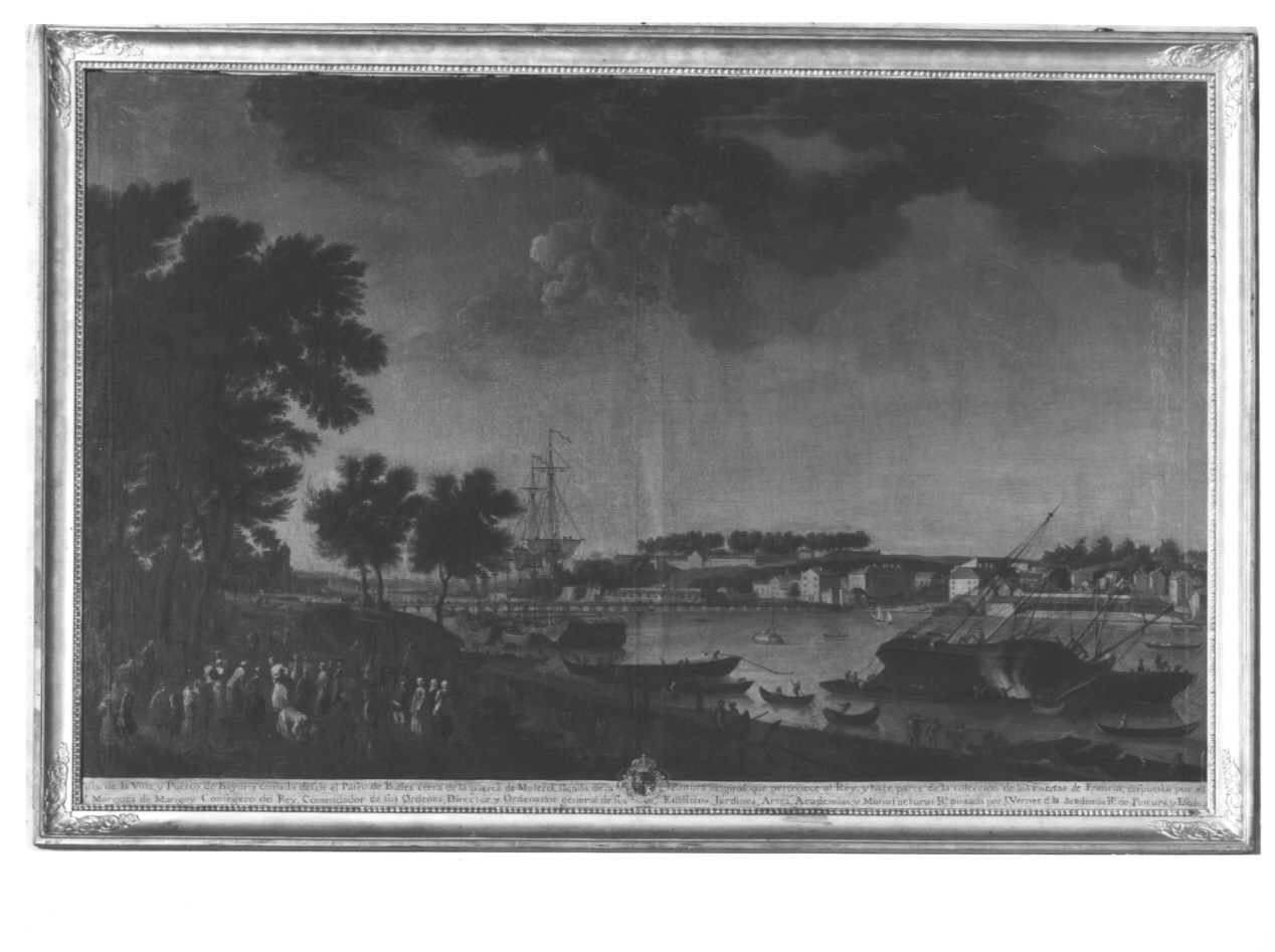 veduta del porto di Bayonne, veduta del porto di Bayonne (dipinto, opera isolata) - ambito spagnolo (sec. XIX)
