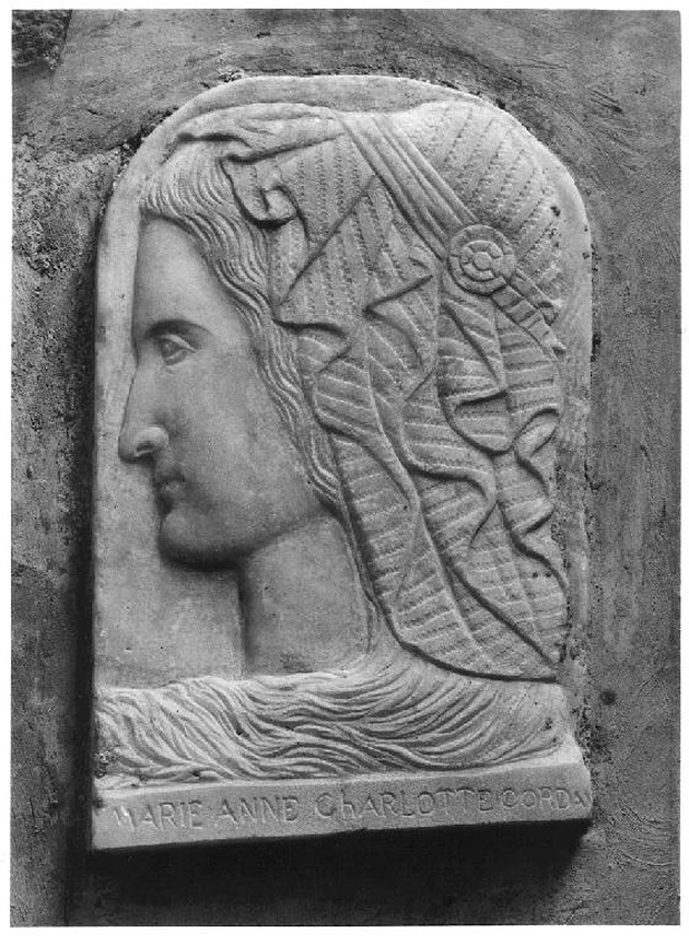 testa di Carlotta Corday (rilievo, elemento d'insieme) - ambito lombardo (secc. XIX/ XX)