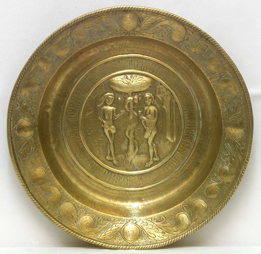 Adamo ed Eva nel paradiso terrestre (piatto da parata, opera isolata) - bottega tedesca (seconda metà sec. XVI)