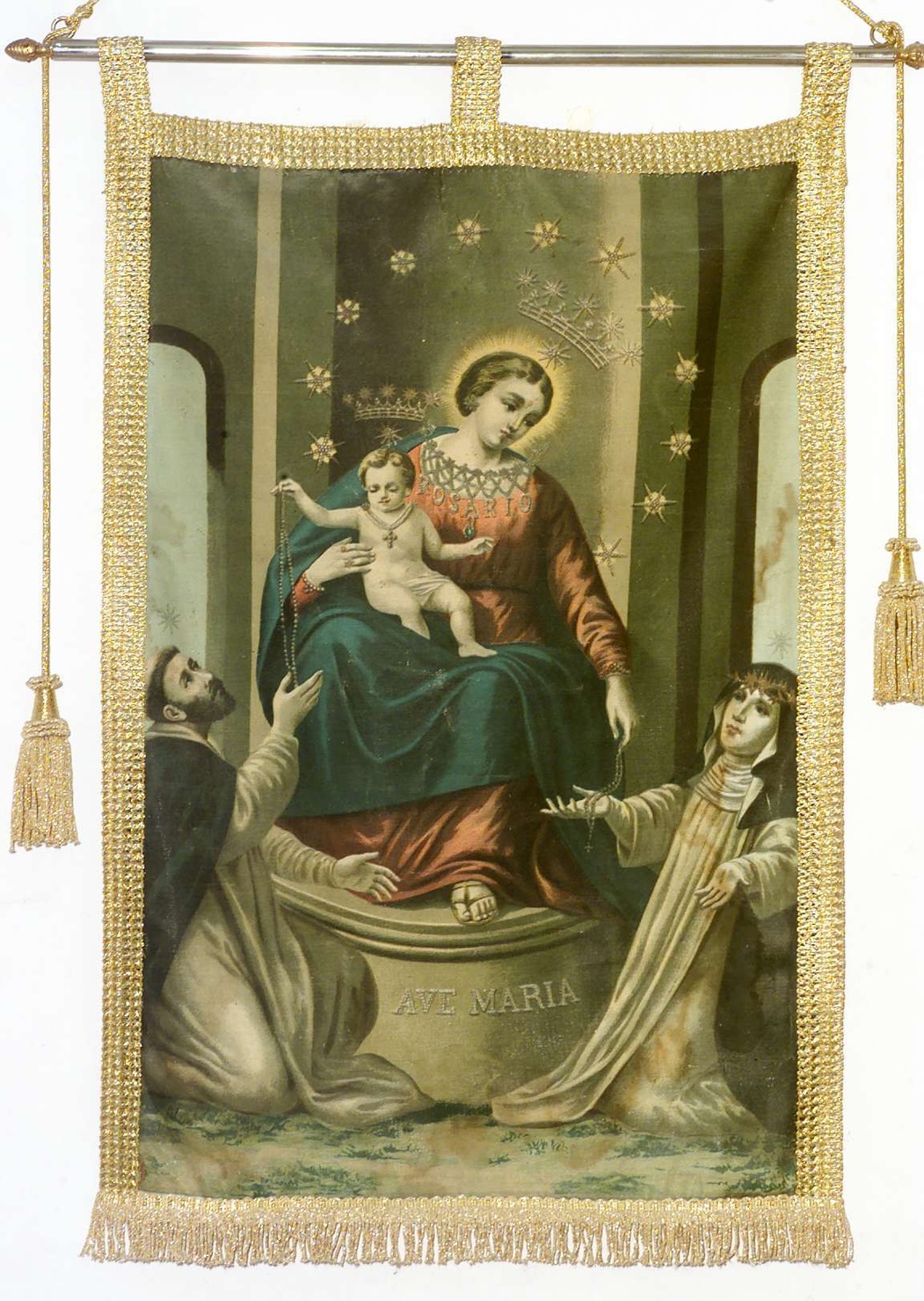 Madonna di Pompei (stendardo processionale, opera isolata) - manifattura italiana (prima metà sec. XX)