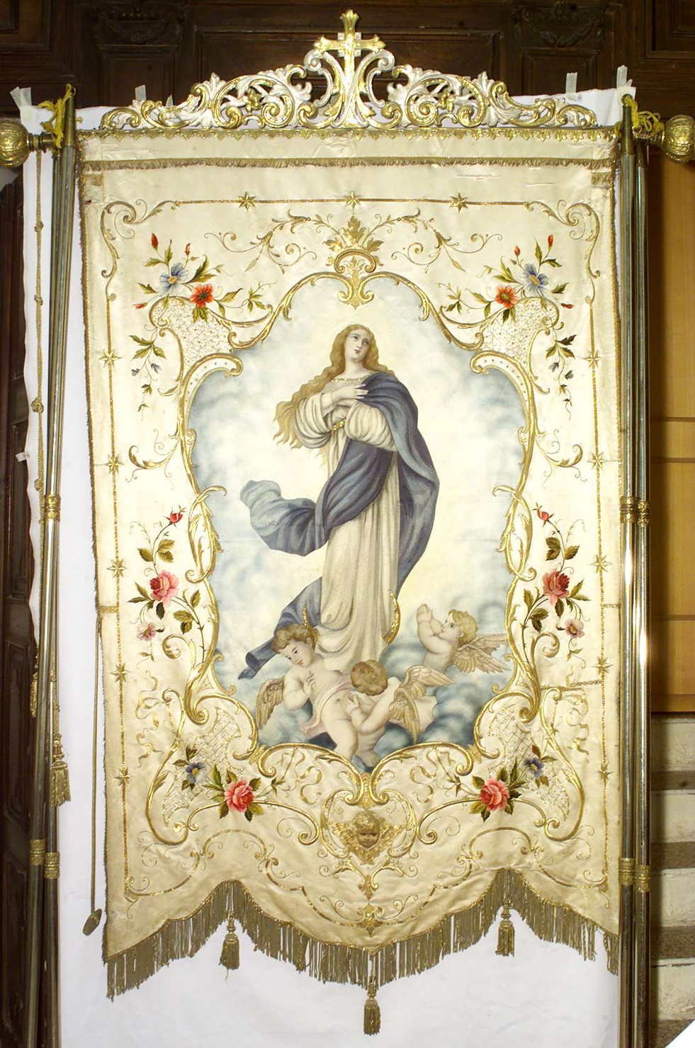 Madonna Assunta (stendardo processionale, opera isolata) - manifattura lombarda (seconda metà sec. XIX)