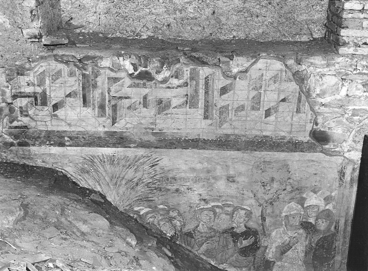 passaggio del fiume Giordano (dipinto, frammento) - ambito italiano (sec. XI)