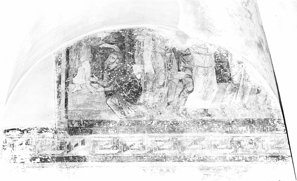 apparizione dell'angelo a Giosuè (dipinto, frammento) - ambito italiano (sec. XI)