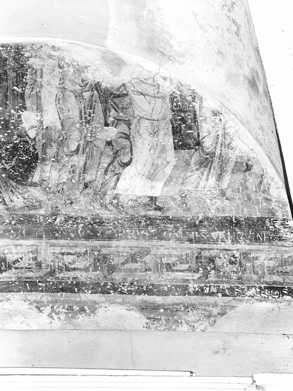 assalto delle mura al suono delle trombe (dipinto, frammento) - ambito italiano (sec. XI)